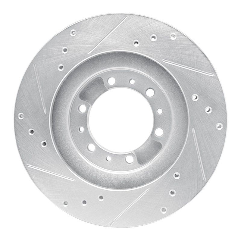 Mitsubishi Montero Brake Rotor (1) - Front Right - R1 Concepts - Drilled & Slotted - Silver - `94-`00